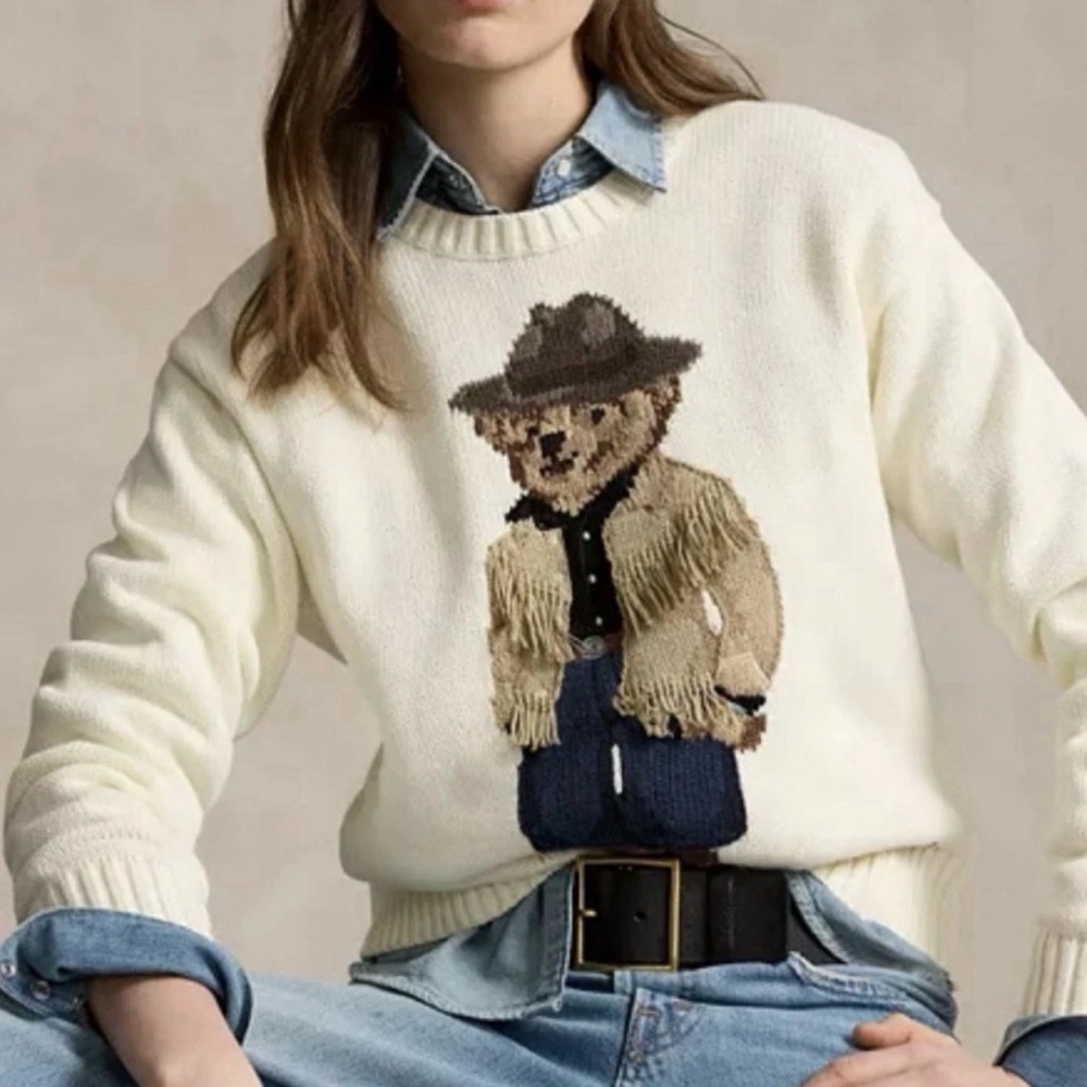 Ralph Lauren Polo Bear Fringe Cowboy Sweater